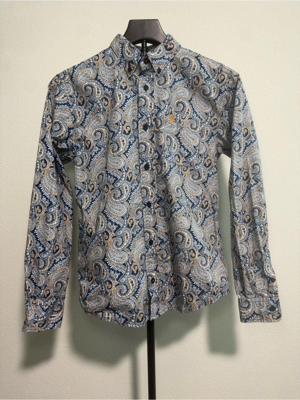 Cinch Boys 100% Cotton Multicolor Paisley Long Sleeve Button Down Shirt Sz L(12)